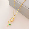 Women's Summer Sweet Style Titanium Steel Necklace With Copper Pendant And Cross Chain Real Gold Plated And Enhanced Color Retention