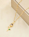 Women's Summer Sweet Style Titanium Steel Necklace With Copper Pendant And Cross Chain Real Gold Plated And Enhanced Color Retention