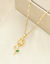 Women's Summer Sweet Style Titanium Steel Necklace With Copper Pendant And Cross Chain Real Gold Plated And Enhanced Color Retention