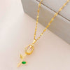 Women's Summer Sweet Style Titanium Steel Necklace With Copper Pendant And Cross Chain Real Gold Plated And Enhanced Color Retention