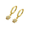 Women's Sunflower Zircon Inlaid Earrings In S925 Sterling Silver With Electroplated Geometric Fashion Design