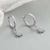 Women's Sunflower Zircon Inlaid Earrings In S925 Sterling Silver With Electroplated Geometric Fashion Design
