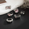 Women's Sweet And Cool Alloy Star Geometric Ring With Pink Gemstone Accents Wide Stackable Plated Fashion Jewelry