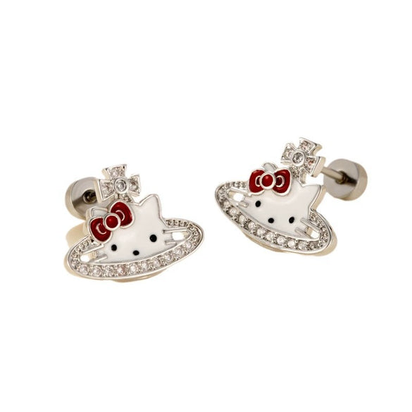 Women's Sweet Bow Pattern Titanium Steel Electroplated Ear Nails
