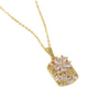 Women's Sweet Copper Flower Geometric Square Pendant Necklace With O Word Chain And Electroplating