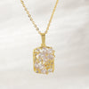 Women's Sweet Copper Flower Geometric Square Pendant Necklace With O Word Chain And Electroplating