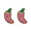 Women's Sweet Copper Strawberry Banana Pineapple And Elk Earrings With Zirconia Accents And Geometric Festive Design