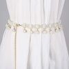 Women's Sweet Flower Shape Pearl Chain Belt Handmade Beaded Metal Dress Waist Chain