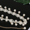 Women's Sweet Flower Shape Pearl Chain Belt Handmade Beaded Metal Dress Waist Chain