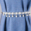 Women's Sweet Flower Shape Pearl Chain Belt Handmade Beaded Metal Dress Waist Chain