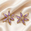 Women's Sweet Flower Stud Earrings With Dripping Oil Finish Alloy Design And Steel Needles