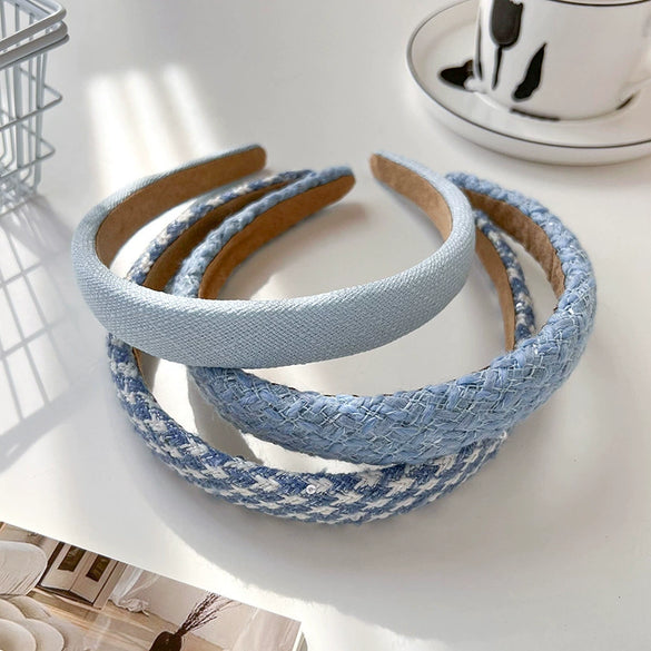 Women's Sweet Geometric Cloth Handmade Widebrimmed Plush Knitted Hair Band