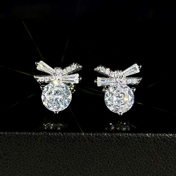 Women's Sweet Geometric Copper Earrings Set With Zirconia