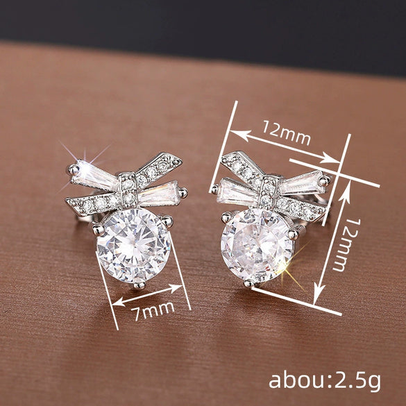 Women's Sweet Geometric Copper Earrings Set With Zirconia