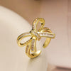 Women's Sweet Geometric Copper 18K Gold Plated Zircon Bow Open Micropaved Ring