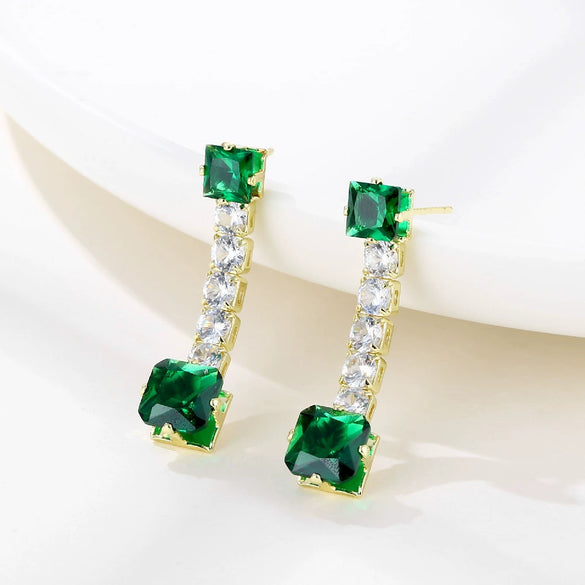 Women's Sweet Geometric Copper Zircon Earrings Simple Fashion Square And Round Stud Earrings