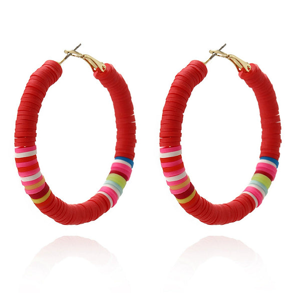 Women's Sweet Geometric Soft Pottery Cshaped Earrings With Electroplating