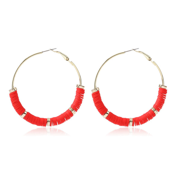 Women's Sweet Geometric Soft Pottery Cshaped Earrings With Electroplating