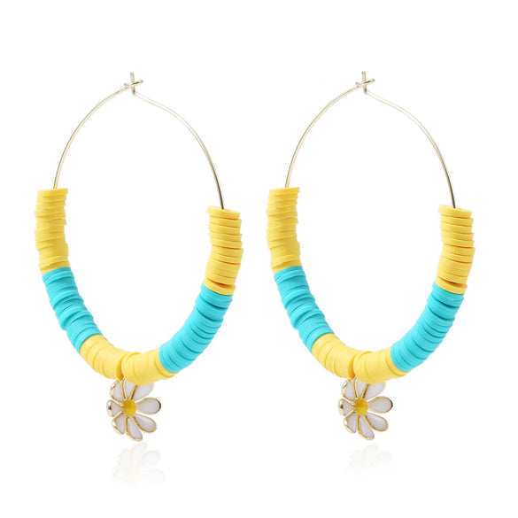 Women's Sweet Geometric Soft Pottery Cshaped Earrings With Electroplating
