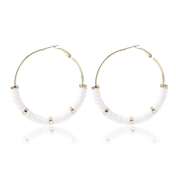 Women's Sweet Geometric Soft Pottery Cshaped Earrings With Electroplating