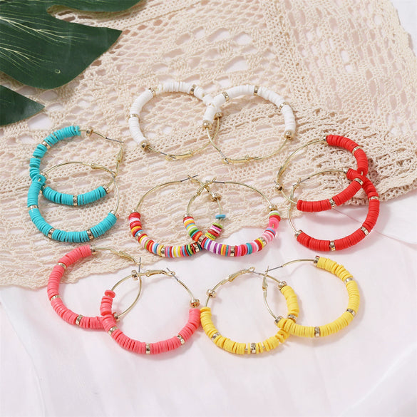 Women's Sweet Geometric Soft Pottery Cshaped Earrings With Electroplating
