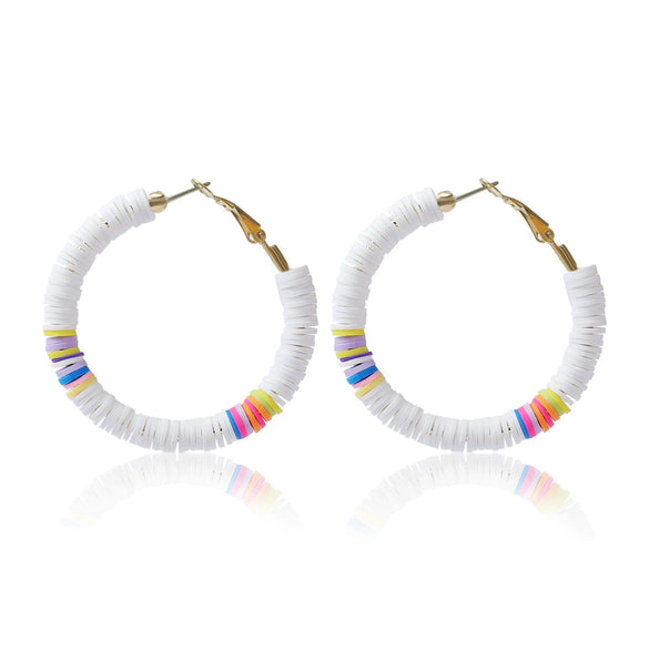 Women's Sweet Geometric Soft Pottery Cshaped Earrings With Electroplating