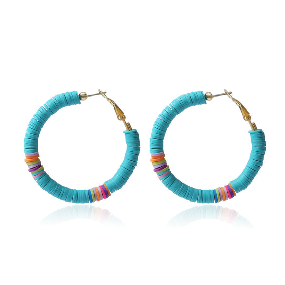 Women's Sweet Geometric Soft Pottery Cshaped Earrings With Electroplating
