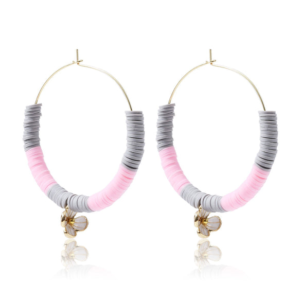 Women's Sweet Geometric Soft Pottery Cshaped Earrings With Electroplating