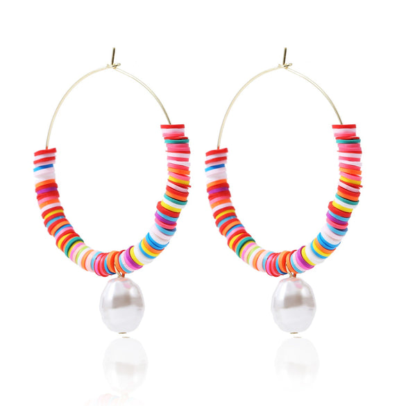 Women's Sweet Geometric Soft Pottery Cshaped Earrings With Electroplating