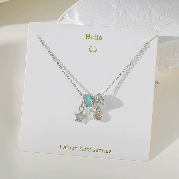 Women's Sweet Heart Shape Copper And Titanium Steel Pendant Necklace With Electroplating And Aurora Flash Color Zircon