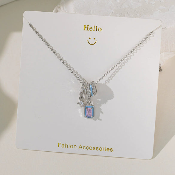 Women's Sweet Heart Shape Copper And Titanium Steel Pendant Necklace With Electroplating And Aurora Flash Color Zircon