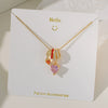 Women's Sweet Heart Shape Copper And Titanium Steel Pendant Necklace With Electroplating And Aurora Flash Color Zircon