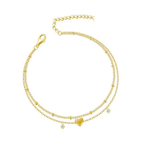 Women's Sweet Heart Shape Copper Bracelet With Inlaid Pearl Electroplated Casual Elegant Jewelry