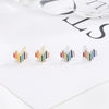 Women's Sweet Heart Shaped Earrings With Silver Needle And Copper Electroplated Rainbow Heart Geometric Design