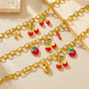 Women's Sweet Mori Cherry Love Lock Pendant Allmatch Highend Stainless Steel Goldplated Fruitshaped Bracelet For Summer