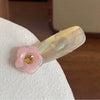 Women's Sweet Rhinestone Flower Acetic Acid Hair Clip Versatile Bangs Clip Set With Diamonds