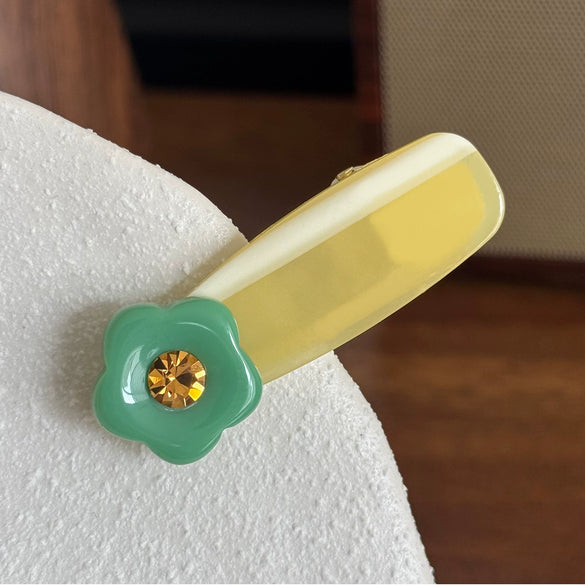 Women's Sweet Rhinestone Flower Acetic Acid Hair Clip Versatile Bangs Clip Set With Diamonds