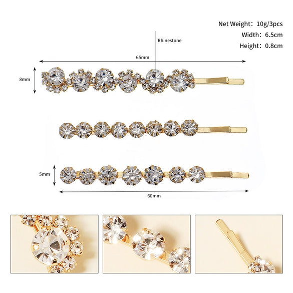 Women's Sweet Rhinestone Word Clip Hairpin Goldtone Metal Side Hair Clip With Diamond Embellishment Individually Wrapped