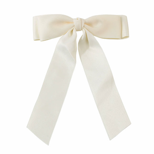 Women's Sweet Ribbon Bow Spring Clip Hairpin Handmade Cloth Hair Accessory