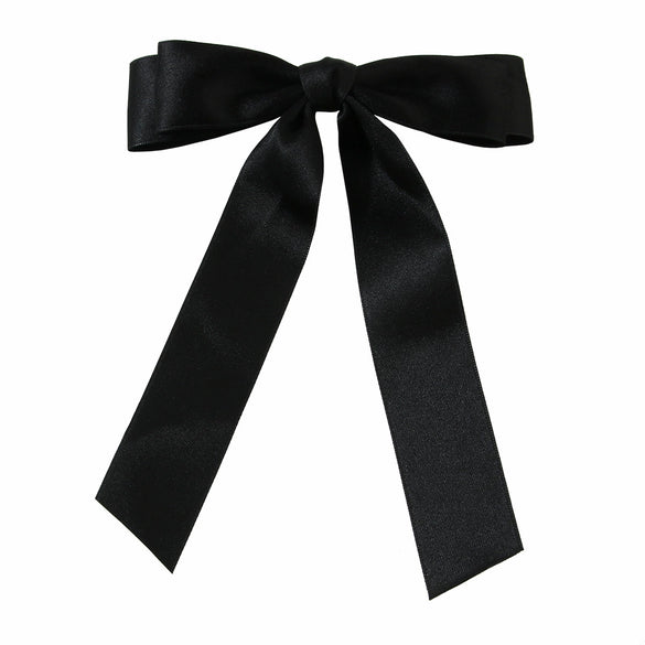 Women's Sweet Ribbon Bow Spring Clip Hairpin Handmade Cloth Hair Accessory