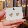 Women's Sweet Style Alloy Heart Pattern Diamond Design Earrings