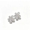 Women's Sweet Style Flower Earrings With Zircon Inlay Metal Floral Studs With Copper Ear Needles