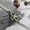 Women's Sweet Style S925 Sterling Silver Inlaid Crystal Four Leaf Flower Stud Earrings