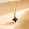 Women's Sweet Style Titanium Steel And Copper Necklace With Fourleaf Clover Pattern And Real Gold Plating Treatment