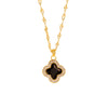 Women's Sweet Style Titanium Steel And Copper Necklace With Fourleaf Clover Pattern And Real Gold Plating Treatment