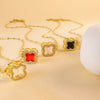 Women's Sweet Style Titanium Steel And Copper Necklace With Fourleaf Clover Pattern And Real Gold Plating Treatment