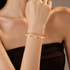 Women's Sweet Style Titanium Steel And Stainless Steel Twolayer Pearl Splicing Electroplated Bracelet Jewelry