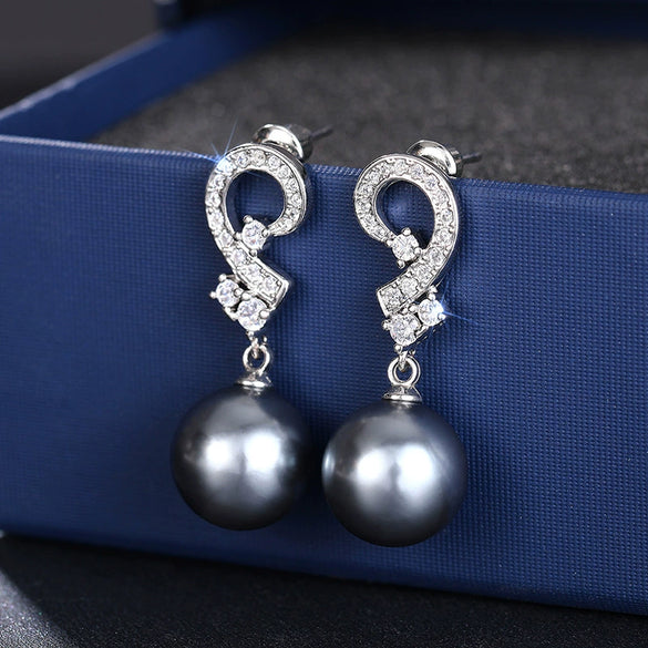 Women's Symmetrical Geometric Imitation Pearl Earrings Copper