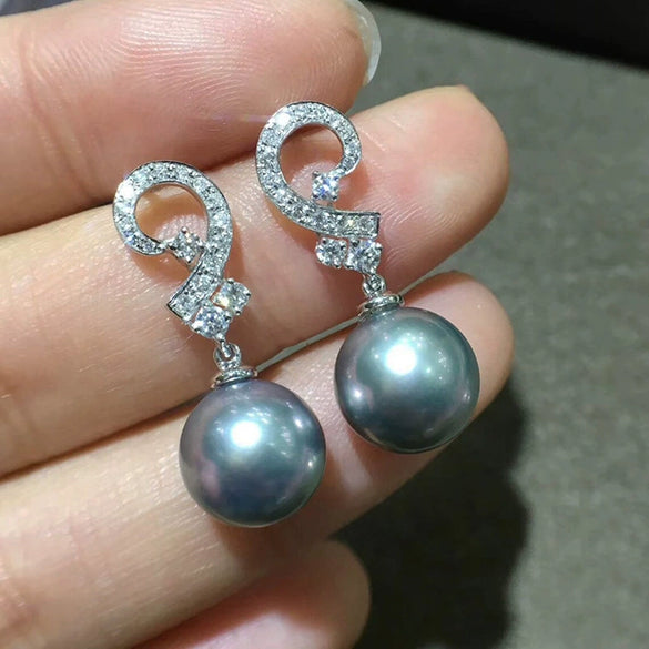 Women's Symmetrical Geometric Imitation Pearl Earrings Copper