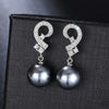 Women's Symmetrical Geometric Imitation Pearl Earrings Copper
